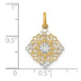 14k w/ Rhodium-Plated & D/C Filigree Medallion Charm