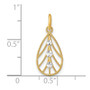 14k w/ Rhodium-Plated & D/C Small Teardrop Charm