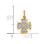 14K w/ Rhodium-Plated & D/C Hearts In Cross Charm