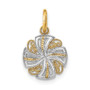 14k w/ Rhodium-Plated & D/C Mini Pinwheel Medallion Charm