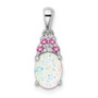 Sterling Silver Rhodium-plate Dia. Cr.Pink Sapp. Simulated Opal Pendant