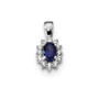 Sterling Silver Rhodium-plated CZ & Synthetic Blue Stone Pendant