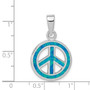 Sterling Silver Blue Inlay Created Opal Peace Sign Pendant