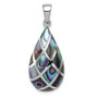 Sterling Silver Rhodium-plated Polished Teardrop Abalone Pendant