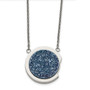 Stainless Steel Polished with Blue Druzy Stone Necklace