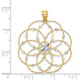 14k & Rhodium Diamond-cut Spiral Circle Pendant