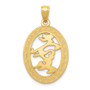 14k Chinese Happiness Symbol in Oval Frame Pendant