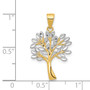 14K & Rhodium Diamond Cut Tree Pendant