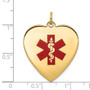 14k Heart-Shaped Polished Enameled Engravable Medical Jewelry Pendant