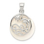 Sterling Silver Polished Dolphin & Waves Mother of Pearl Pendant