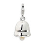 SS RH FW Cultured Pearl White Enamel Bell w/Lobster Clasp Charm