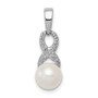 Sterling Silver Rhod Plated Diamond and FW Cultured Pearl Pendant