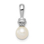 Sterling Silver Rhod Plated Diamond and FW Cultured Pearl Pendant