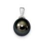 14k WG 11-12mm Black Round Saltwater Cultured Tahitian Pearl Pendant