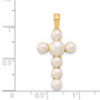 14K 4-6mm White Button Freshwater Cultured Pearl Cross Pendant