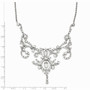 Cheryl M SS Rhodium Plated CZ Fancy Scroll 17in w/2in ext Necklace
