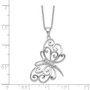 Cheryl M Sterling Silver Rhodium Plated CZ Butterfly 18in Necklace