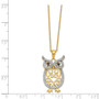 Cheryl M Sterling Silver Gold-plated CZ Owl 18in Necklace