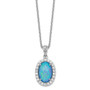 Cheryl M SS Rhodium Plated CZ & Created Blue Opal 18.5in Necklace