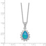 Cheryl M SS Rhodium Plated CZ & Created Blue Opal 18.5in Necklace