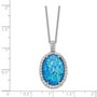 Cheryl M SS Rhodium Plated CZ & Created Blue Opal 18.5in Necklace