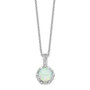 Cheryl M SS Rhodium Plated CZ & Lab Created White Opal 18.5in Necklace