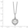 Cheryl M SS Rhodium Plated CZ w/ 100 Facet Heart Center 18.5in Necklace