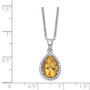 Sterling Silver Rhodium Polished Citrine & CZ Necklace
