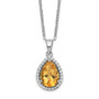 Sterling Silver Rhodium Polished Citrine & CZ Necklace