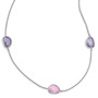Sterling Silver Rhodium-plated Purple/Pink Ice CZ 9-Station Necklace