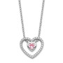 Sterling Silver Rhodium-plated CZ Heart w/1in. Ext. Necklace