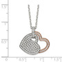 Sterling Silver & Rose-tone CZ Hearts w/ 2in ext. Necklace