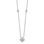 Sterling Silver Rhod-plated Polished CZ w/ 2in ext. Necklace