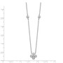 Sterling Silver Rhod-plated Polished CZ w/ 2in ext. Necklace