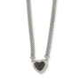 Sterling Silver Black Sapphire Heart Mesh Link Necklace