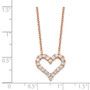 Sterling Silver Rose-tone CZ Heart w/ 2in ext. Necklace