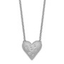 Sterling Silver Rhodium-plated CZ Satin Puffed Heart w/ 1in ext Necklace