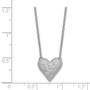 Sterling Silver Rhodium-plated CZ Satin Puffed Heart w/ 1in ext Necklace
