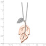 Sterling Silver Rose-tone CZ Leaf w/ 2in ext. Necklace