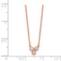 Sterling Silver Rose-tone 3-CZ w/ 2in ext Necklace
