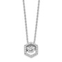 Sterling Silver Rhod-plated Hexagon Vibrant CZ w/2in Ext. Necklace