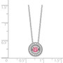 Sterling Silver Rhod-plated & Rose-tone Vibrant Pink CZ w/2in Ext.Necklace