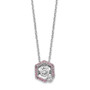 Sterling Silver Rhod-plated Hexagon Vibrant CZ & Pink CZ w/2in Ext. Necklac
