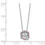 Sterling Silver Rhod-plated Hexagon Vibrant CZ & Pink CZ w/2in Ext. Necklac