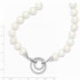 Sterling Silver RH 10-11mm White FWC Pearl CZ Fancy Clasp Adjustable Neck