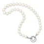 Sterling Silver RH 10-11mm White FWC Pearl CZ Fancy Clasp Adjustable Neck