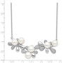 Sterling Silver RH 7-8mm White Button FWC Pearl CZ Necklace