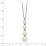 Sterling Silver Rhod-plat 5-8mm White FWC Pearl CZ Necklace