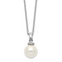 Sterling S Majestik Rh-plated 8-9mm Wht Imitat Shell Pearl CZ Necklace