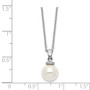 Sterling S Majestik Rh-plated 8-9mm Wht Imitat Shell Pearl CZ Necklace